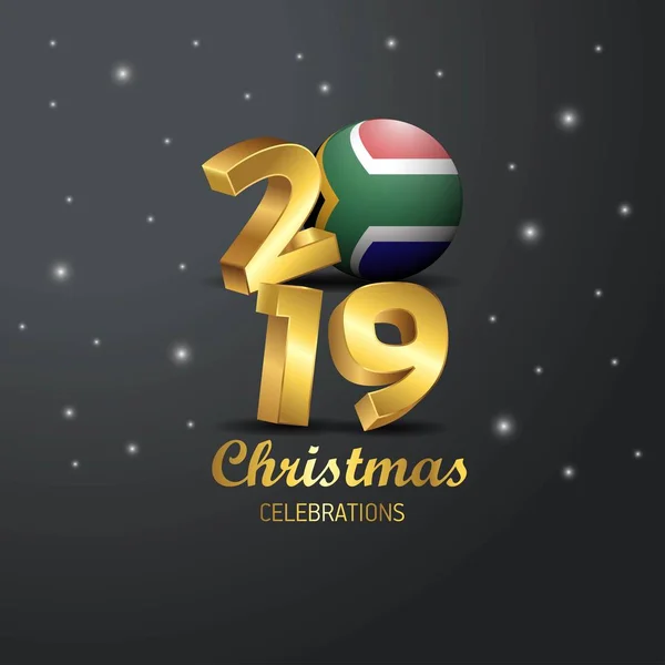 Νότια Αφρική Σημαία 2019 Καλά Χριστούγεννα Τυπογραφία Βασιλόπιτας Αφηρημένα Φόντο — Διανυσματικό Αρχείο