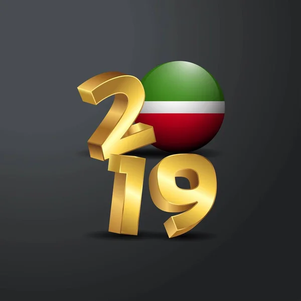 2019 Typographie Dorée Avec Drapeau Tatarstan Bonne Année Lettrage — Image vectorielle