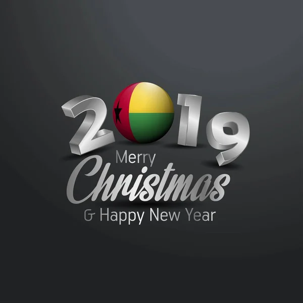 ギニア ギニアビサウ フラグ 2019年メリー クリスマス タイポグラフィ 正月抽象的な背景 — ストックベクタ