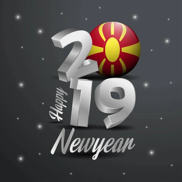 2019 Boldog Évet Macedónia Jelző Tipográfia Absztrakt Background Vele Ünnepe — Stock Vector