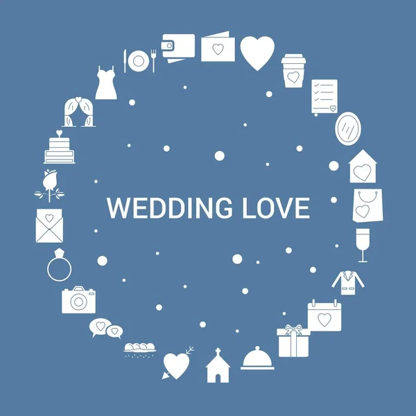 Svatební Love Ikonu Nastavení Vektorový Infographic Šablona — Stockový vektor