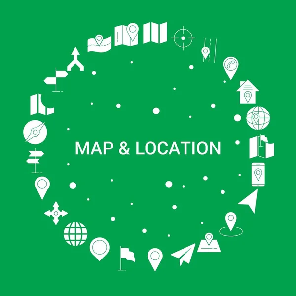 Peta Dan Lokasi Ikon Ditata Templat Vektor Infografis - Stok Vektor