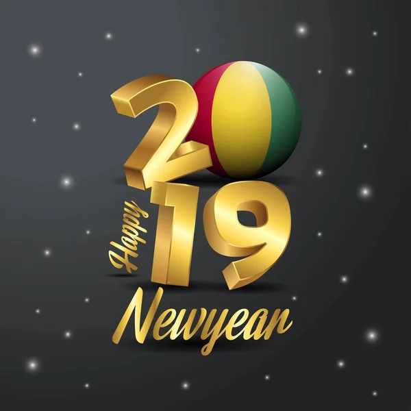 2019 Felice Anno Nuovo Guinea Bandiera Tipografia Astratto Sfondo Celebrazione — Vettoriale Stock