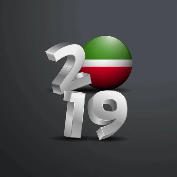 2019 Grijs Typografie Met Tatarstan Vlag Happy New Year Belettering — Stockvector