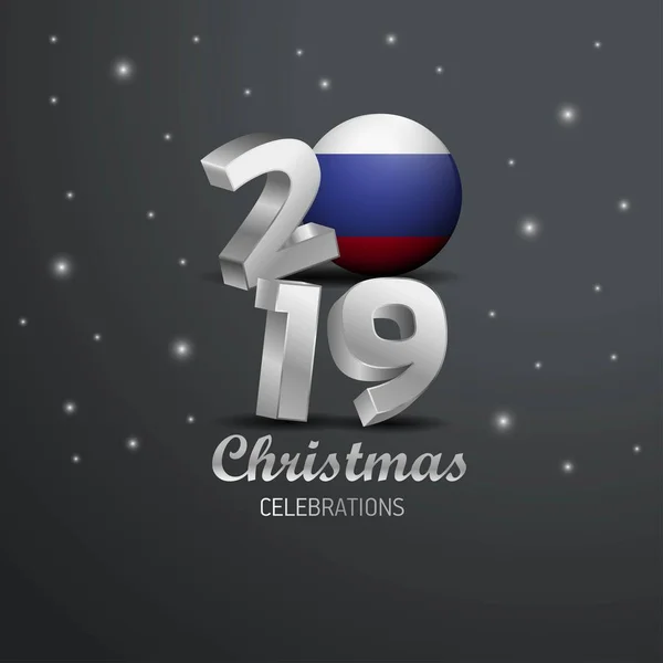 Bandeira Rússia 2019 Tipografia Feliz Natal Ano Novo Abstrato Celebração — Vetor de Stock