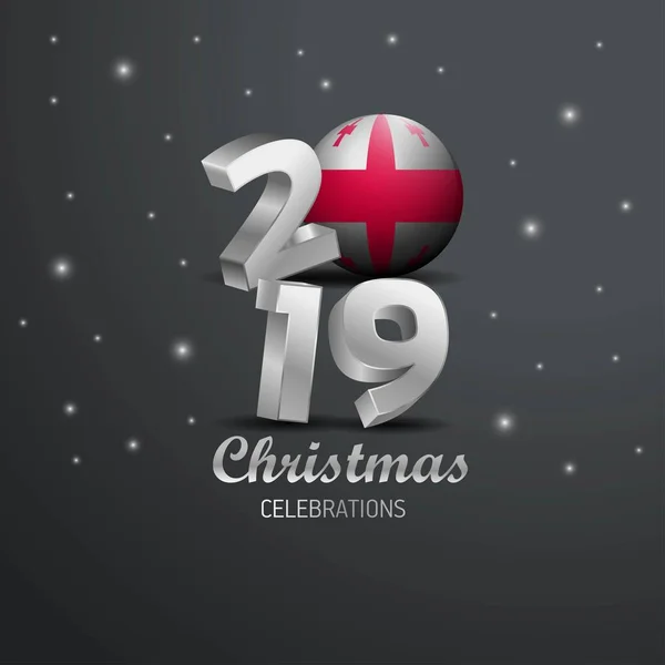 Georgia Flag 2019 Joyeux Noël Typographie Nouvel Résumé Fond Célébration — Image vectorielle