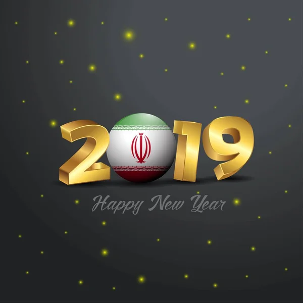 2019 新年あけましてイランの旗タイポグラフィ お祝いの抽象的な背景 — ストックベクタ