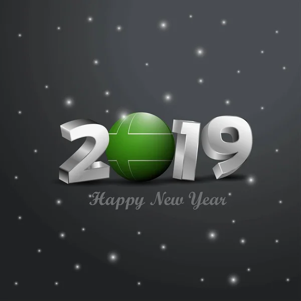 2019 新年あけましておめでとうございます Ladonia フラグ タイポグラフィ お祝いの抽象的な背景 — ストックベクタ
