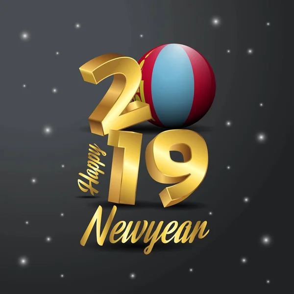 2019 Felice Anno Nuovo Mongolia Bandiera Tipografia Astratto Sfondo Celebrazione — Vettoriale Stock