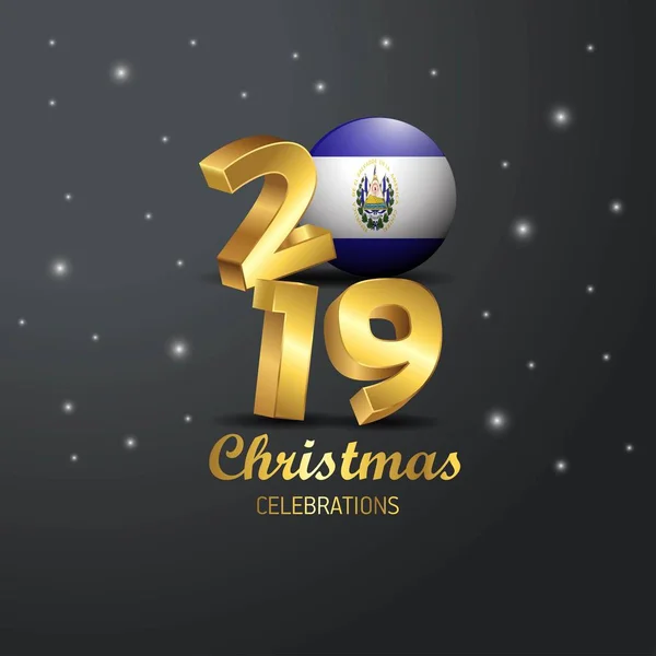 Salvador Flagga 2019 God Jul Typografi Nyårsfirande Abstrakt Bakgrund — Stock vektor