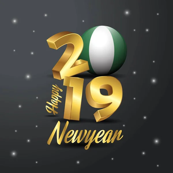 2019 Frohes Neues Jahr Nigeria Flag Typography Abstrakter Hintergrund Der — Stockvektor
