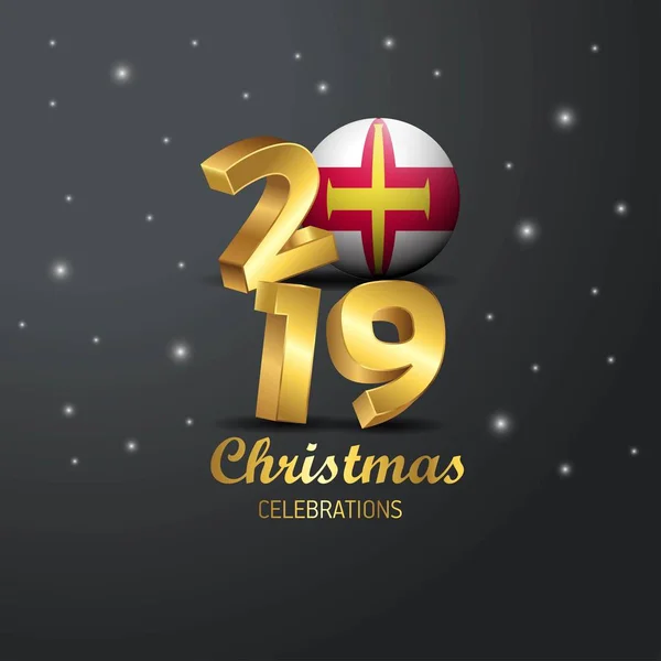 Guernsey Flaga 2019 Wesołych Świąt Typografii Obchody Nowego Roku Streszczenie — Wektor stockowy