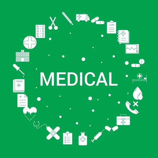 Set Iconos Médicos Plantilla Vectorial Infográfica — Archivo Imágenes Vectoriales
