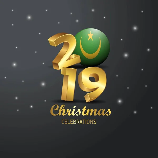 Bandeira Mauritânia 2019 Tipografia Feliz Natal Ano Novo Abstrato Celebração — Vetor de Stock