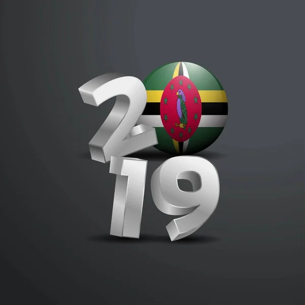 2019 Graue Typografie Mit Dominica Flagge Frohes Neues Jahr Schriftzug — Stockvektor