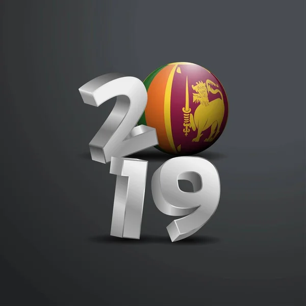 2019 Tipografia Cinza Com Bandeira Sri Lanka Feliz Ano Novo — Vetor de Stock