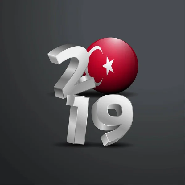 2019 Grijs Typografie Met Turkije Vlag Happy New Year Belettering — Stockvector