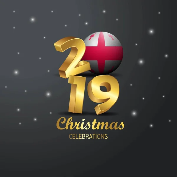 Georgia Flag 2019 Joyeux Noël Typographie Nouvel Résumé Fond Célébration — Image vectorielle