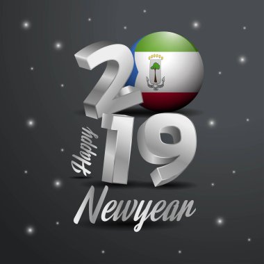 2019 mutlu yeni yıl Ekvator Ginesi bayrak tipografi. Kutlama arka plan