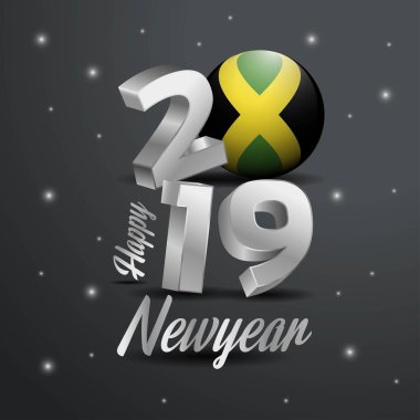2019 mutlu yeni yıl Jamaika bayrağını tipografi. Kutlama arka plan