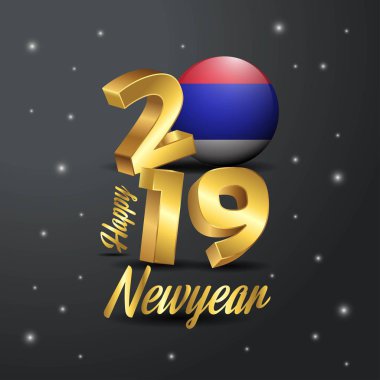 2019 mutlu yıllar Sırp Cumhuriyeti bayrağı tipografi. Kutlama arka plan