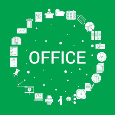 Office simge seti. Infographic vektör şablonu