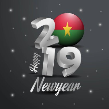 2019 mutlu yeni yıl Burkina Faso bayrak tipografi. Kutlama arka plan