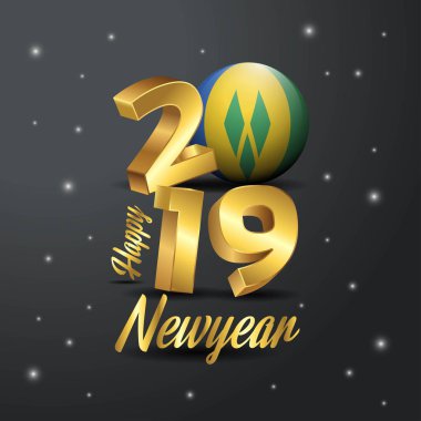 2019 mutlu yeni yıl Saint Vincent ve Grenadinler bayrak tipografi. Kutlama arka plan