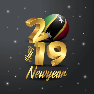 2019 mutlu yeni yıl St. Kitts ve Nevis bayrak tipografi. Kutlama arka plan