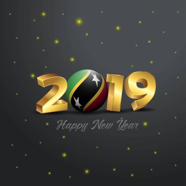 2019 mutlu yeni yıl St. Kitts ve Nevis bayrak tipografi. Kutlama arka plan
