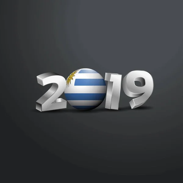 2019 Grijs Typografie Met Uruguay Vlag Happy New Year Belettering — Stockvector