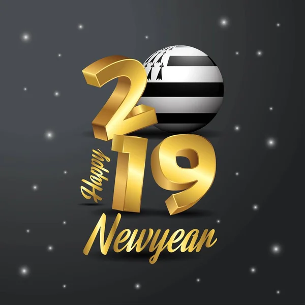 2019 Feliz Ano Novo Tipografia Bandeira Brittany Resumo Fundo Celebração —  Vetores de Stock