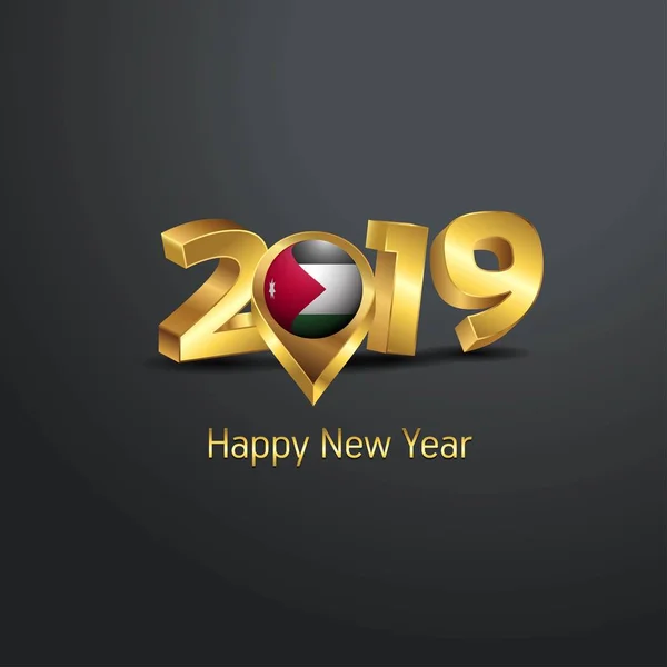 Новым 2019 Годом Золотая Типография Иорданским Флагом Дизайн Страны — стоковый вектор