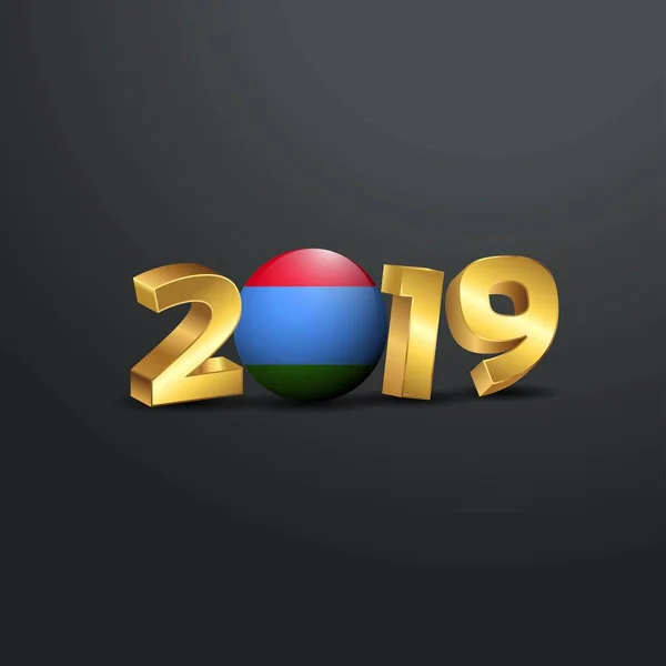 2019 Tipografía Oro Con Bandera Karelia Feliz Año Nuevo Letras — Archivo Imágenes Vectoriales