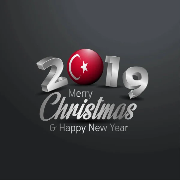 Truthahnfahne 2019 Frohe Weihnachten Typografie Neujahr Abstrakte Feier Hintergrund — Stockvektor