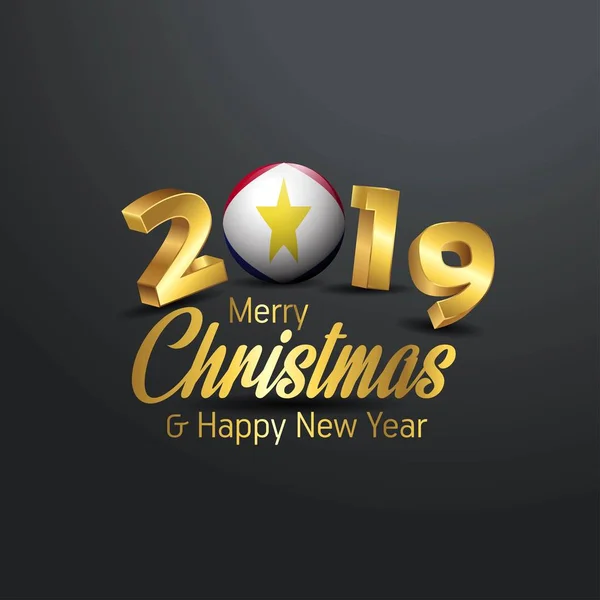 Saba Flaga 2019 Merry Christmas Typografii Obchody Nowego Roku Streszczenie — Wektor stockowy