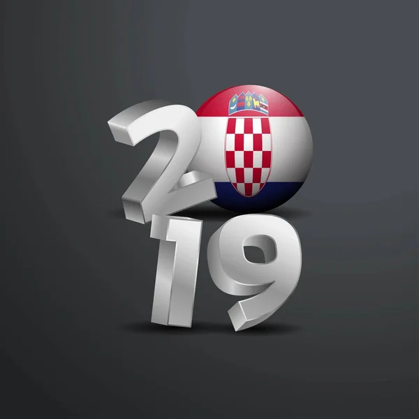 2019 Grå Typografi Med Kroatien Flagga Gott Nytt Bokstäver — Stock vektor