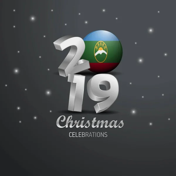 Karachay Chekessia Bandeira 2019 Feliz Natal Tipografia Ano Novo Abstrato — Vetor de Stock