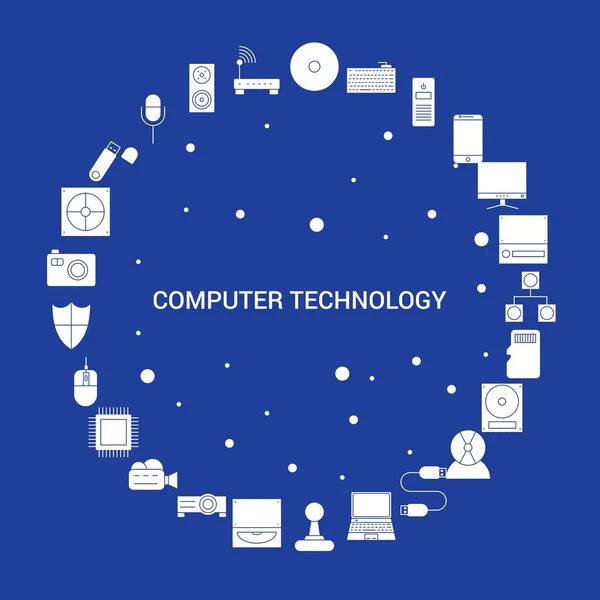 Tecnologia Computação Icon Set Modelo Vetor Infográfico — Vetor de Stock