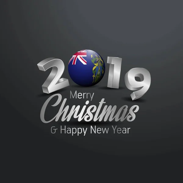 Pitcairn Islnand Flag 2019 Buon Natale Tipografia Capodanno Astratto Sfondo — Vettoriale Stock