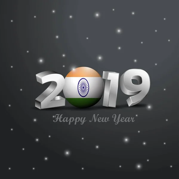 2019年新年快乐印度国旗排版 抽象庆祝背景 — 图库矢量图片