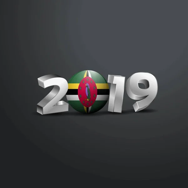 2019 Tipografía Gris Con Bandera Dominica Feliz Año Nuevo Letras — Archivo Imágenes Vectoriales