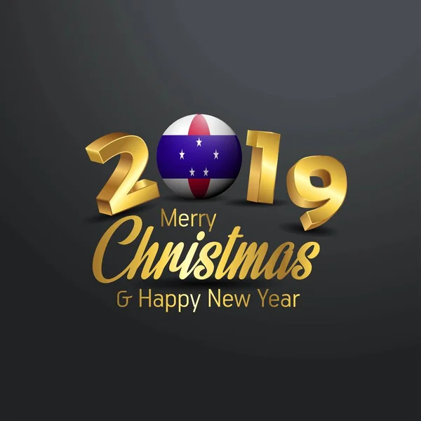 Hollanda Antilleri Bayrak 2019 Mutlu Noeller Tipografi Yeni Yıl Soyut — Stok Vektör