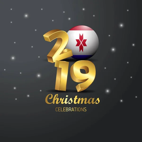 Mordovia Flaga 2019 Wesołych Świąt Typografii Obchody Nowego Roku Streszczenie — Wektor stockowy