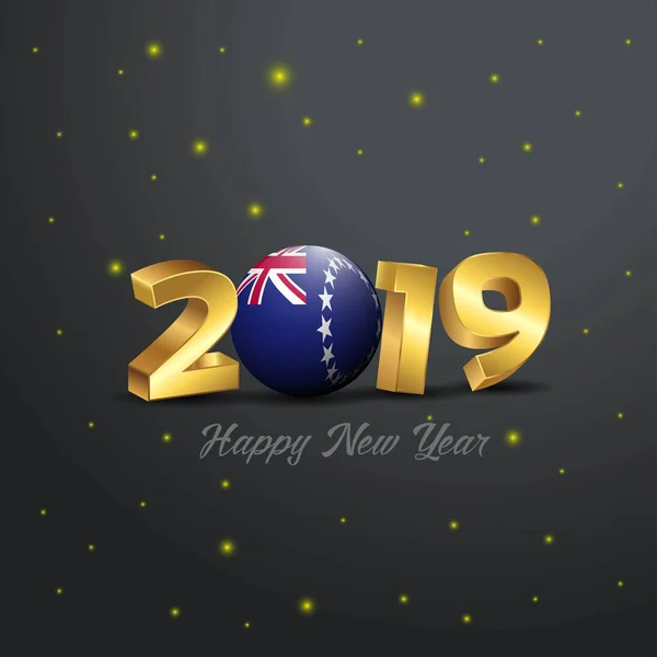 2019 Feliz Ano Novo Ilhas Cook Tipografia Bandeira Resumo Fundo — Vetor de Stock