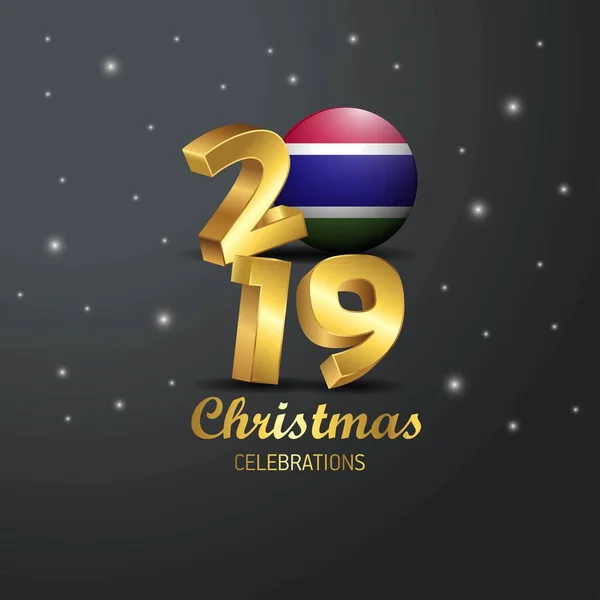 Γκάμπια Σημαία 2019 Καλά Χριστούγεννα Τυπογραφία Βασιλόπιτας Αφηρημένα Φόντο — Διανυσματικό Αρχείο