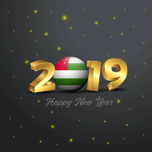 2019 Felice Anno Nuovo Abkhazia Bandiera Tipografia Astratto Sfondo Celebrazione — Vettoriale Stock