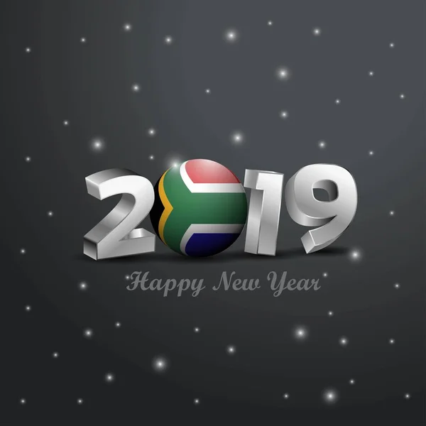 2019 Ευτυχισμένο Νέο Έτος Νότια Αφρική Σημαία Τυπογραφία Αφηρημένα Φόντο — Διανυσματικό Αρχείο