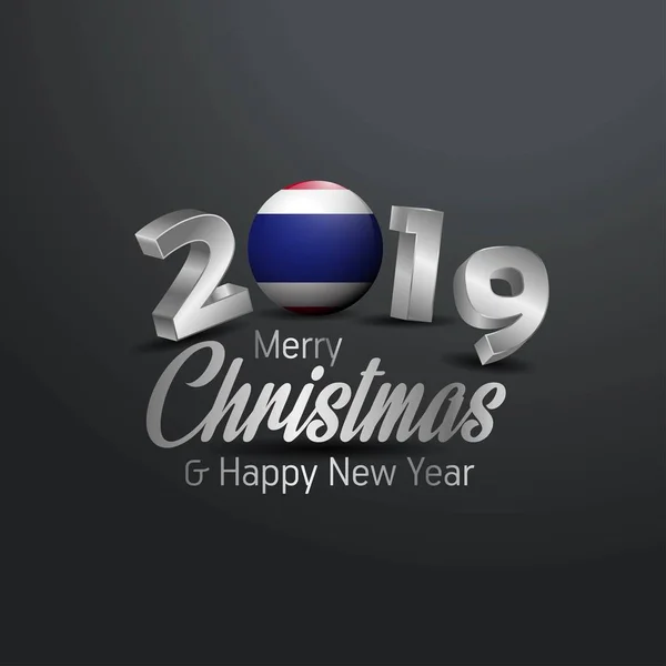 Thailand Vlag 2019 Merry Christmas Typografie Nieuwe Jaarviering Abstracte Achtergrond — Stockvector