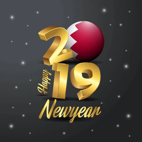 2019 新年あけましておめでとうございますバーレーン フラグ タイポグラフィ お祝いの抽象的な背景 — ストックベクタ